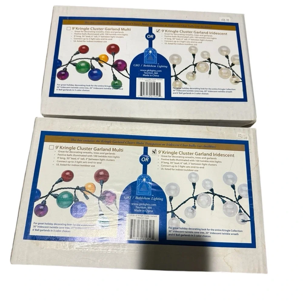 2 Strands of Iridescent  Kringle Cluster Bubble Lights